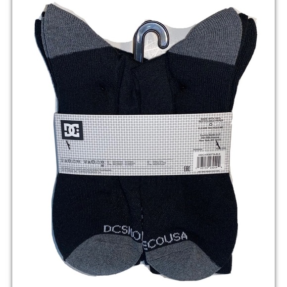 DC Crew Socks 5 Pair Men’s 6-12 Black Gray w/ Mixed Stripes & Logo Shoe Co Skate - Picture 3 of 12
